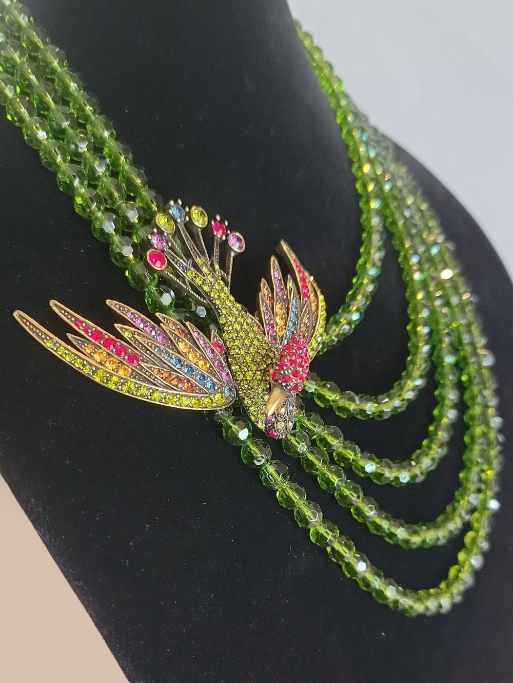 HEIDI DAUS "FOR THE BIRDS" BIRD-DESIGN SWAROVSKI CRYSTAL MULTISTRAND NECKLACE - Picture 4 of 10